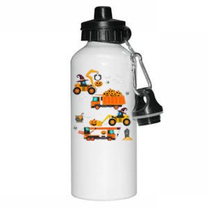 Funny Construction Vehicle Halloween Crane Truck Pumpkin Aluminum Water Bottle