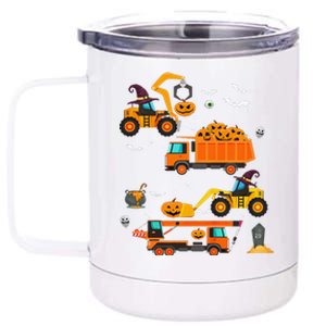 Funny Construction Vehicle Halloween Crane Truck Pumpkin 12 oz Stainless Steel Tumbler Cup