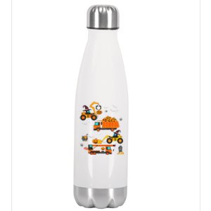 Funny Construction Vehicle Halloween Crane Truck Pumpkin Stainless Steel Insulated Water Bottle