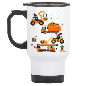 Funny Construction Vehicle Halloween Crane Truck Pumpkin Stainless Steel Travel Mug