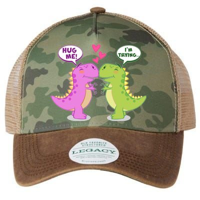 Funny Cute Valentines Day T Rex Dinosaurs Hug Legacy Tie Dye Trucker Hat