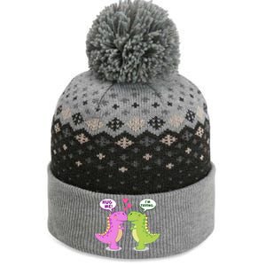 Funny Cute Valentines Day T Rex Dinosaurs Hug The Baniff Cuffed Pom Beanie