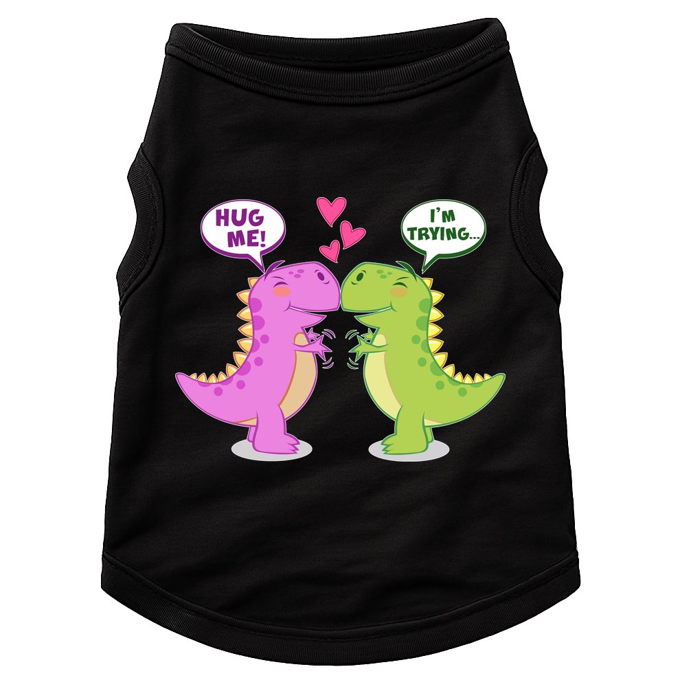 Funny Cute Valentines Day T Rex Dinosaurs Hug Doggie Tank