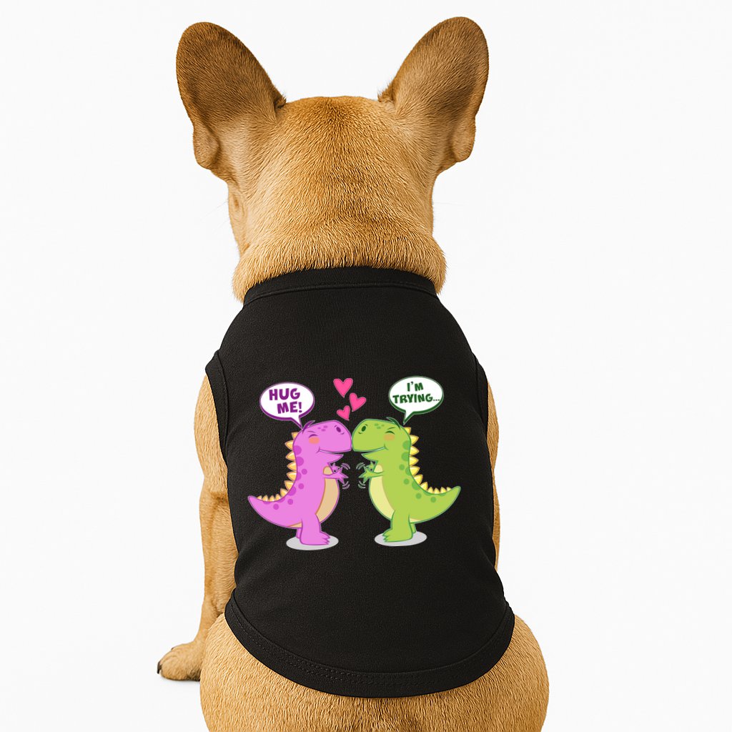 Funny Cute Valentines Day T Rex Dinosaurs Hug Doggie Tank