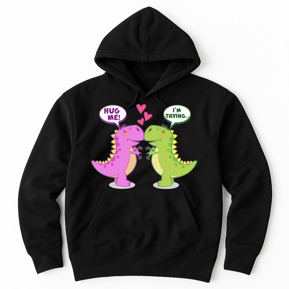 Funny Cute Valentines Day T Rex Dinosaurs Hug Hoodie