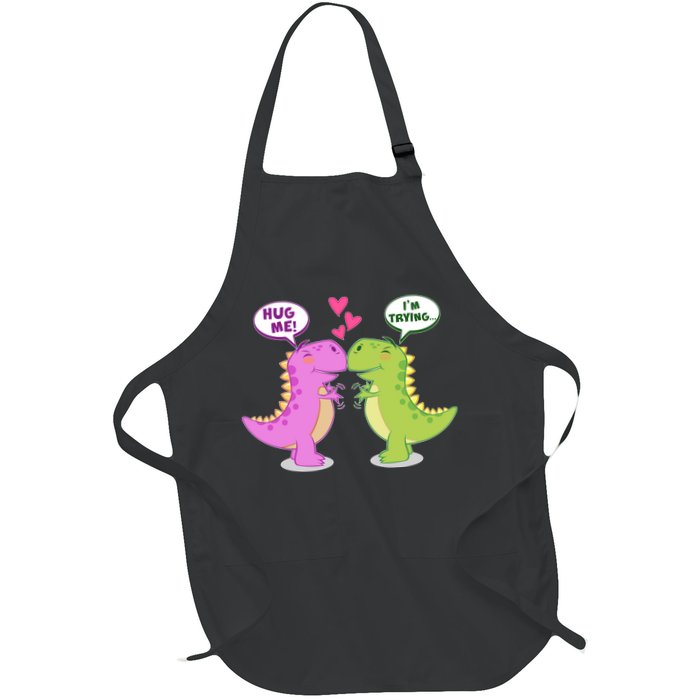 Funny Cute Valentines Day T Rex Dinosaurs Hug Apron