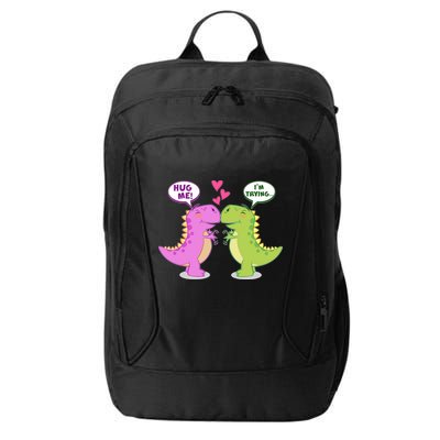 Funny Cute Valentines Day T Rex Dinosaurs Hug City Backpack