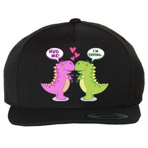 Funny Cute Valentines Day T Rex Dinosaurs Hug Wool Snapback Cap