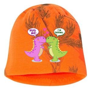 Funny Cute Valentines Day T Rex Dinosaurs Hug Kati - Camo Knit Beanie