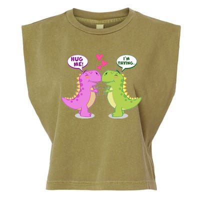 Funny Cute Valentines Day T Rex Dinosaurs Hug Garment-Dyed Women's Muscle Tee