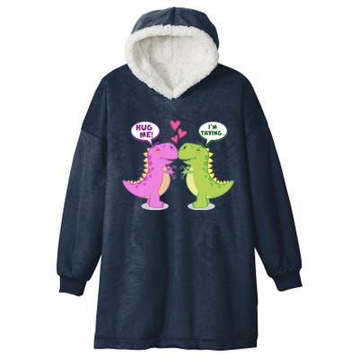 Funny Cute Valentines Day T Rex Dinosaurs Hug Hooded Wearable Blanket