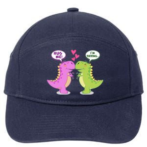 Funny Cute Valentines Day T Rex Dinosaurs Hug 7-Panel Snapback Hat