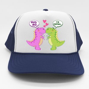 Funny Cute Valentines Day T Rex Dinosaurs Hug Trucker Hat