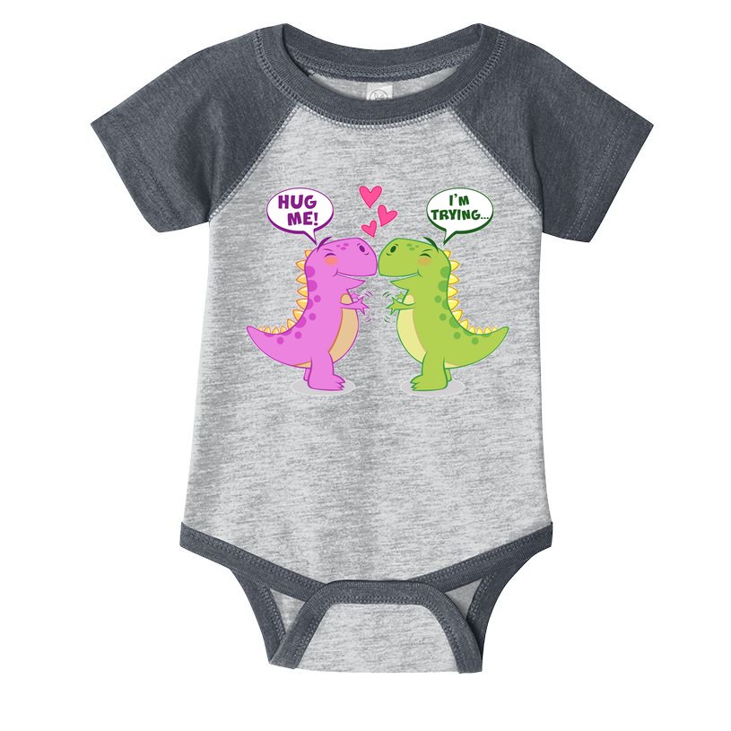 Funny Cute Valentines Day T Rex Dinosaurs Hug Infant Baby Jersey Bodysuit