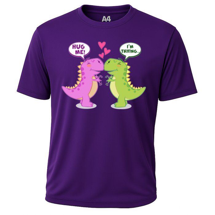 Funny Cute Valentines Day T Rex Dinosaurs Hug Cooling Performance Crew T-Shirt