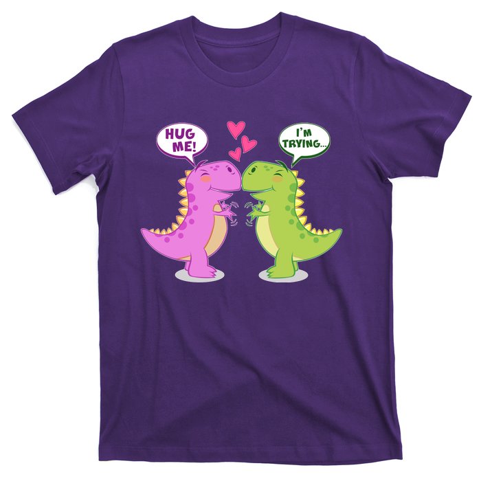 Funny Cute Valentines Day T Rex Dinosaurs Hug T-Shirt