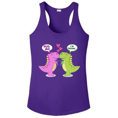 Funny Cute Valentines Day T Rex Dinosaurs Hug Ladies PosiCharge Competitor Racerback Tank