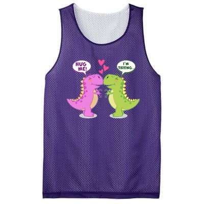 Funny Cute Valentines Day T Rex Dinosaurs Hug Mesh Reversible Basketball Jersey Tank