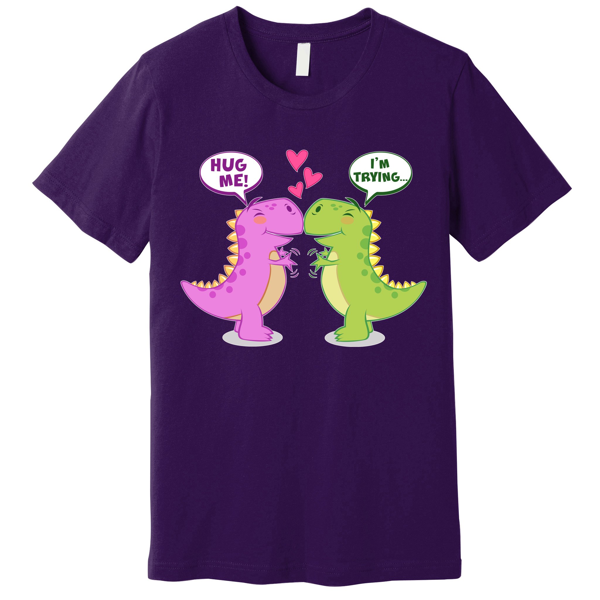 Funny Cute Valentines Day T Rex Dinosaurs Hug Premium T-Shirt