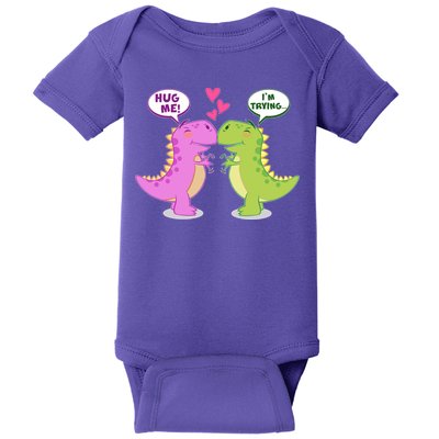 Funny Cute Valentines Day T Rex Dinosaurs Hug Baby Bodysuit