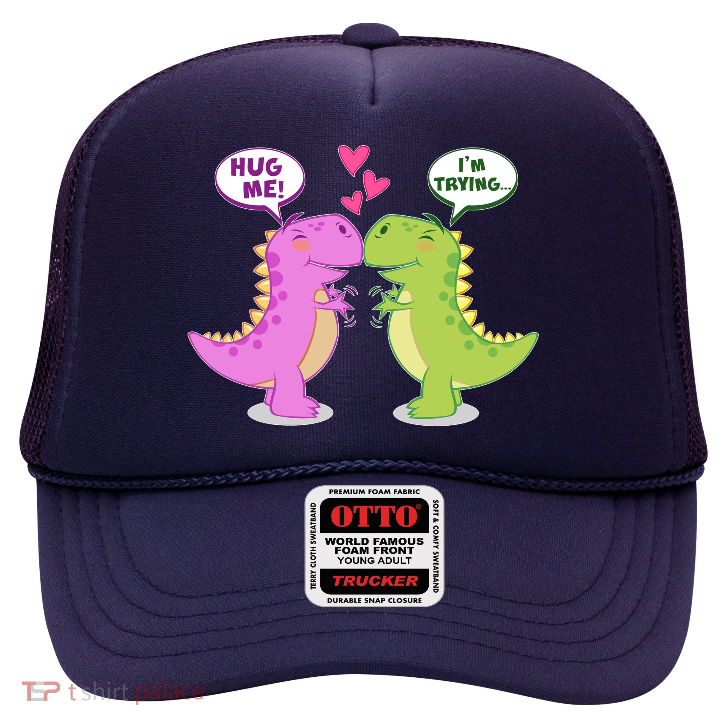 Funny Cute Valentines Day T Rex Dinosaurs Hug Trucker Hat