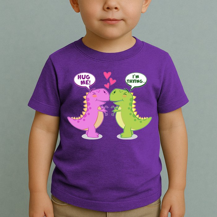 Funny Cute Valentines Day T Rex Dinosaurs Hug Toddler T-Shirt