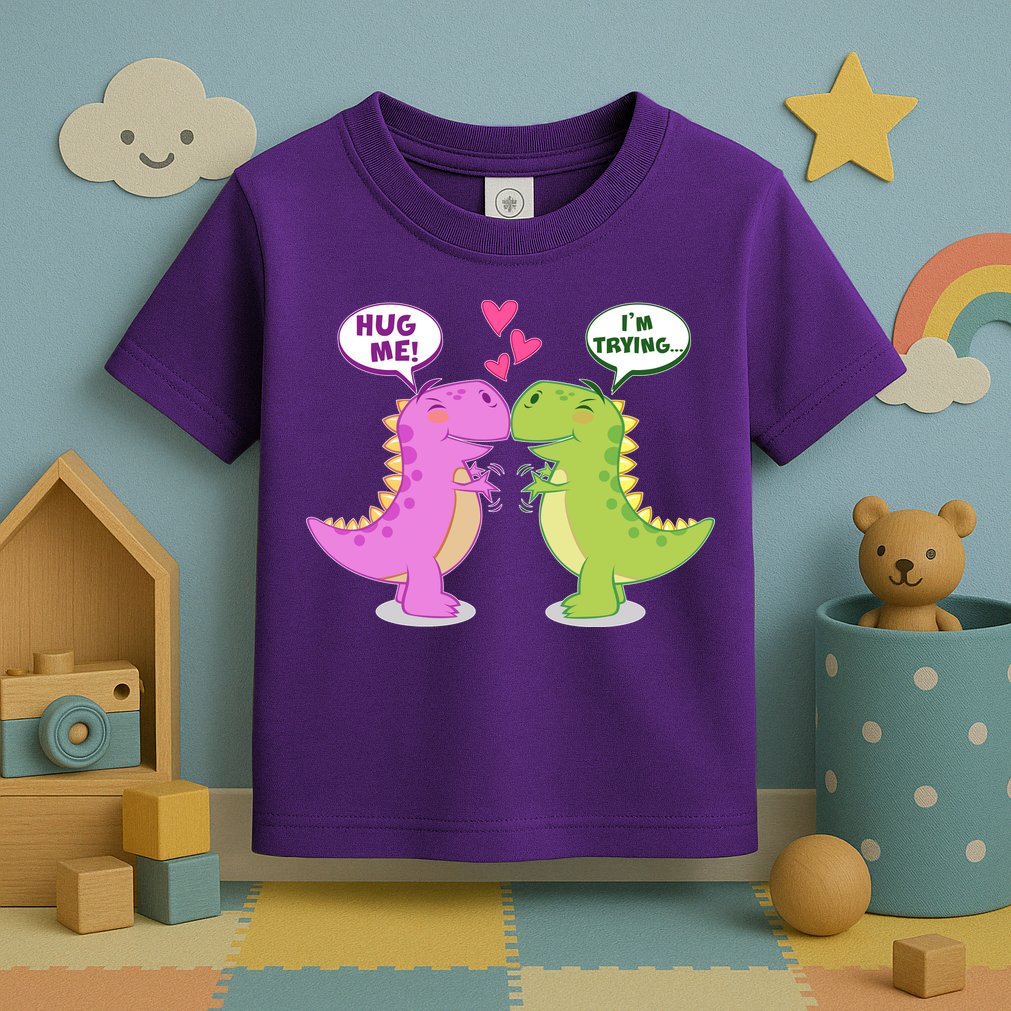 Funny Cute Valentines Day T Rex Dinosaurs Hug Toddler T-Shirt