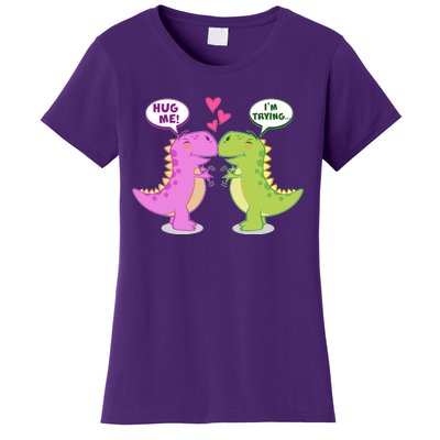 Funny Cute Valentines Day T Rex Dinosaurs Hug Women's T-Shirt