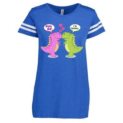 Funny Cute Valentines Day T Rex Dinosaurs Hug Enza Ladies Jersey Football T-Shirt