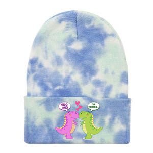 Funny Cute Valentines Day T Rex Dinosaurs Hug Tie Dye 12in Knit Beanie