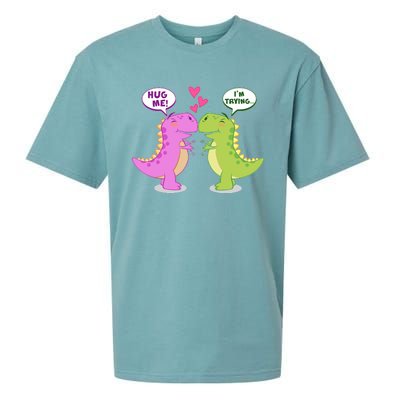 Funny Cute Valentines Day T Rex Dinosaurs Hug Sueded Cloud Jersey T-Shirt