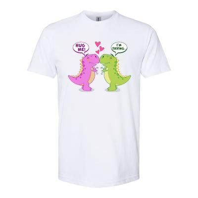 Funny Cute Valentines Day T Rex Dinosaurs Hug Softstyle® CVC T-Shirt