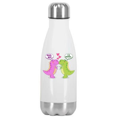 Funny Cute Valentines Day T Rex Dinosaurs Hug Stainless Steel Insulated Water Bottle