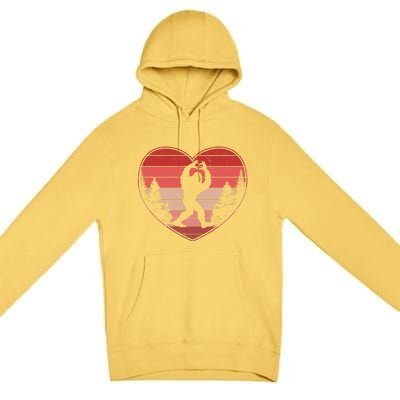 Funny Cute Valentines Day Bigfoot Sasquatch Heart Premium Pullover Hoodie