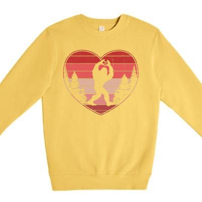 Funny Cute Valentines Day Bigfoot Sasquatch Heart Premium Crewneck Sweatshirt