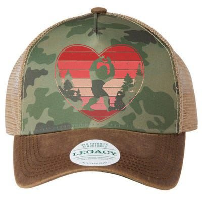Funny Cute Valentines Day Bigfoot Sasquatch Heart Legacy Tie Dye Trucker Hat