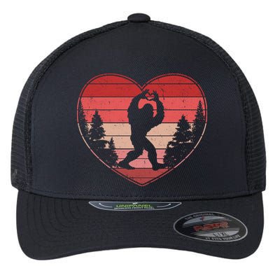 Funny Cute Valentines Day Bigfoot Sasquatch Heart Flexfit Unipanel Trucker Cap