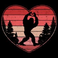 Funny Cute Valentines Day Bigfoot Sasquatch Heart 7-Panel Snapback Hat
