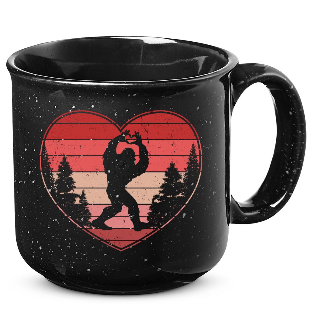 Funny Cute Valentines Day Bigfoot Sasquatch Heart 15oz Campfire Ceramic Mug
