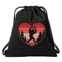 Funny Cute Valentines Day Bigfoot Sasquatch Heart Drawstring Bag