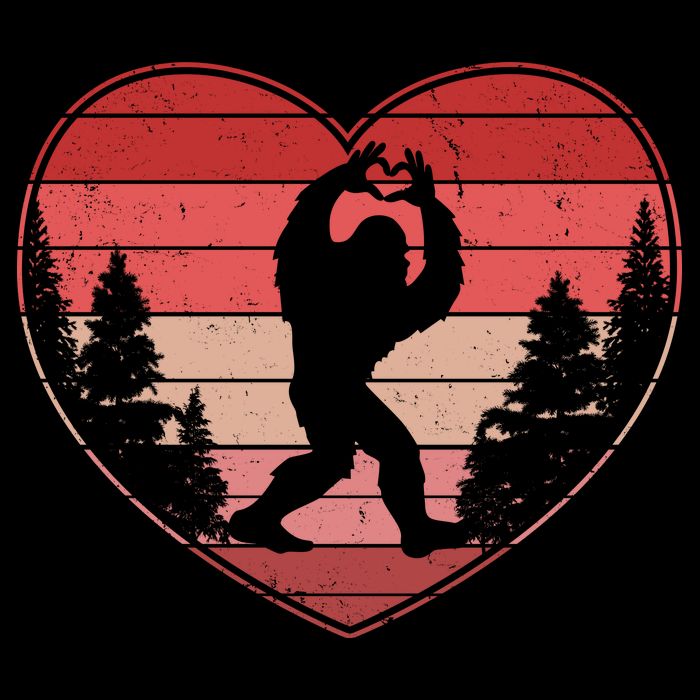 Funny Cute Valentines Day Bigfoot Sasquatch Heart Drawstring Bag