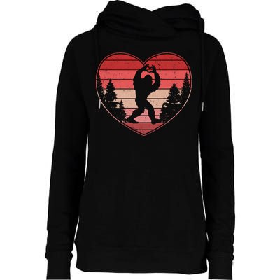 Funny Cute Valentines Day Bigfoot Sasquatch Heart Womens Funnel Neck Pullover Hood