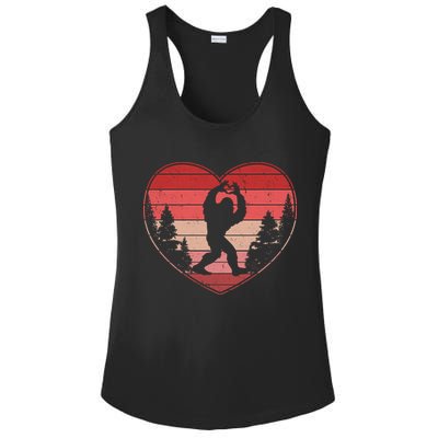 Funny Cute Valentines Day Bigfoot Sasquatch Heart Ladies PosiCharge Competitor Racerback Tank