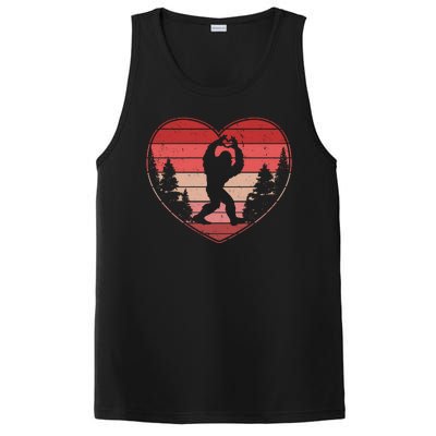 Funny Cute Valentines Day Bigfoot Sasquatch Heart PosiCharge Competitor Tank