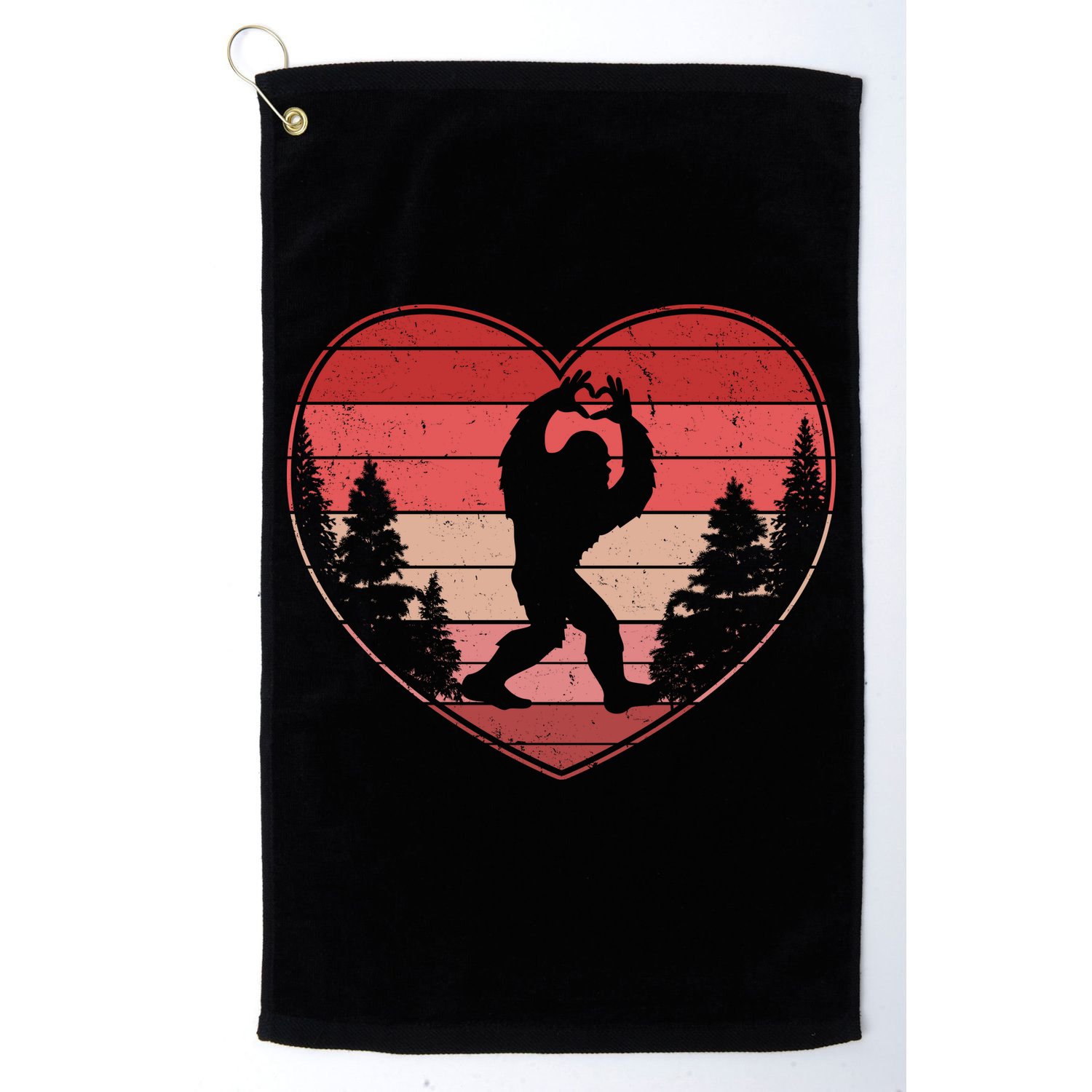 Funny Cute Valentines Day Bigfoot Sasquatch Heart Golf Towel