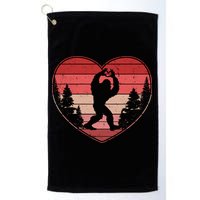 Funny Cute Valentines Day Bigfoot Sasquatch Heart Golf Towel