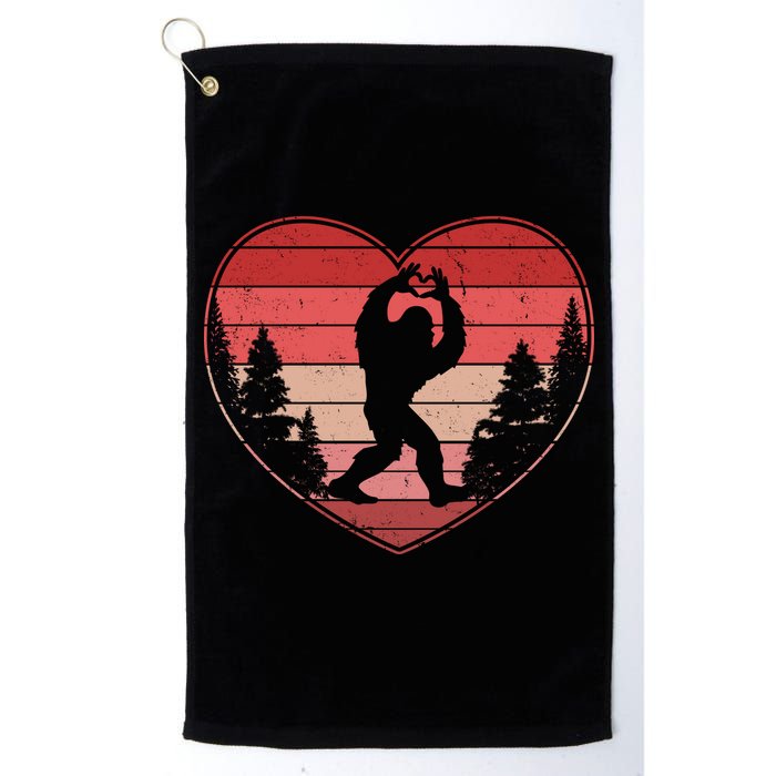 Funny Cute Valentines Day Bigfoot Sasquatch Heart Golf Towel