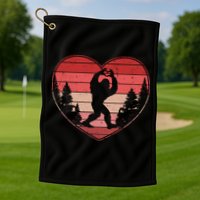Funny Cute Valentines Day Bigfoot Sasquatch Heart Golf Towel