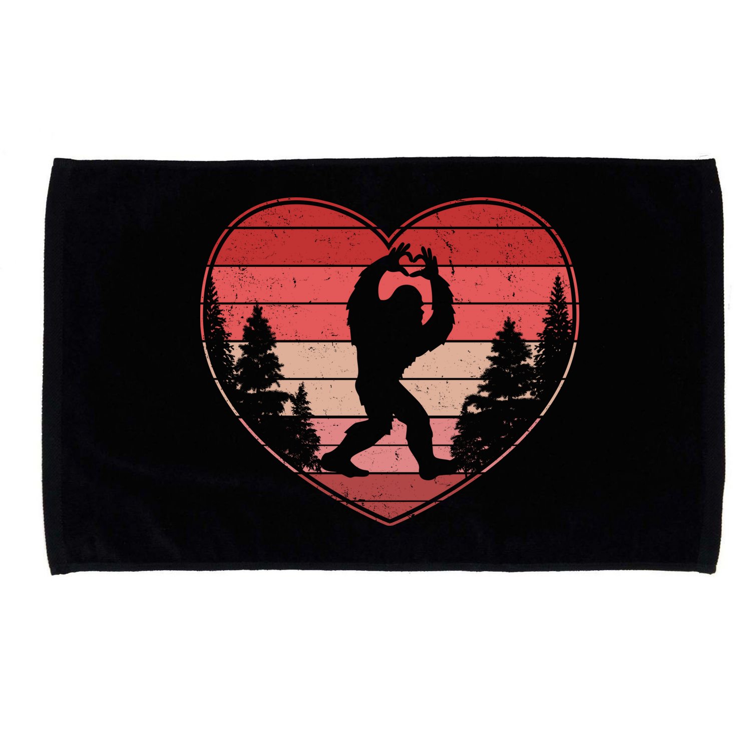 Funny Cute Valentines Day Bigfoot Sasquatch Heart Microfiber Hand Towel