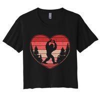 Funny Cute Valentines Day Bigfoot Sasquatch Heart Women's Crop Top Tee